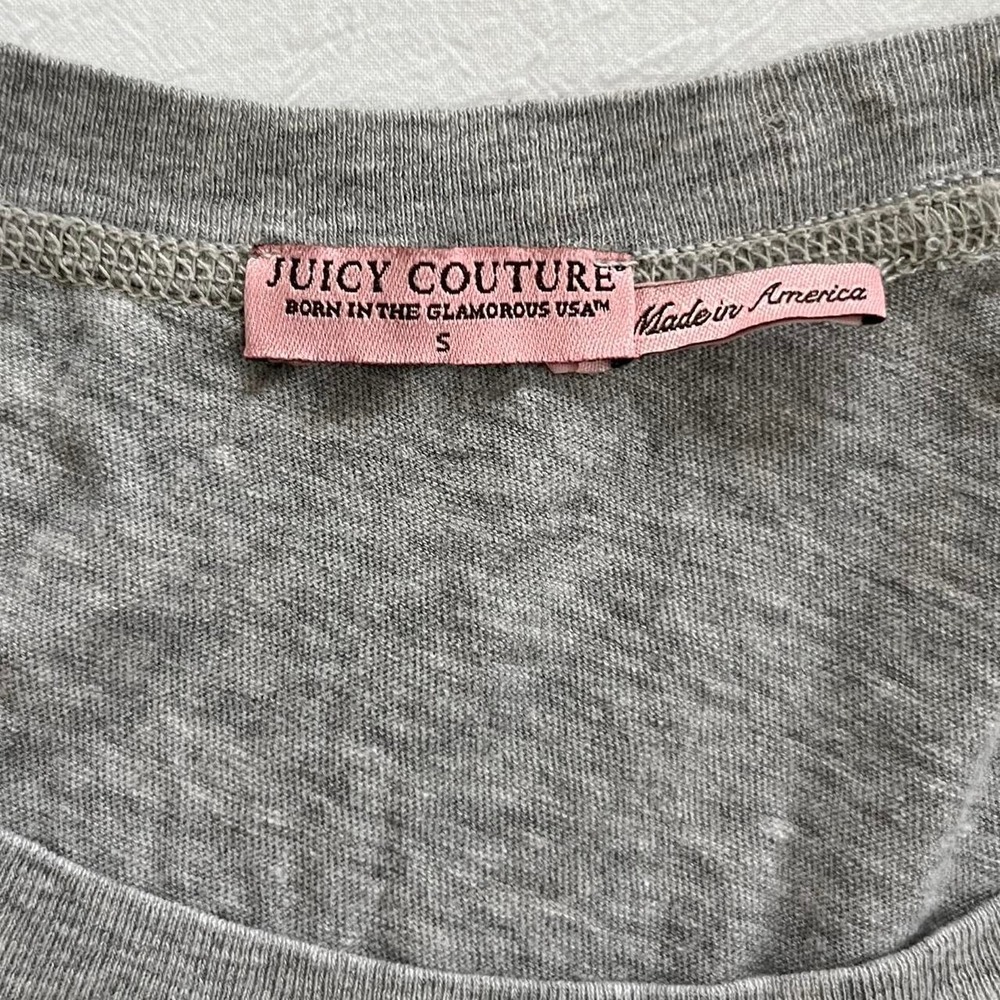 Juicy Couture T-Shirt Women Small Grey Short Sleeve Raglan Logo Y2K McBling Tee - Picture 4 of 4